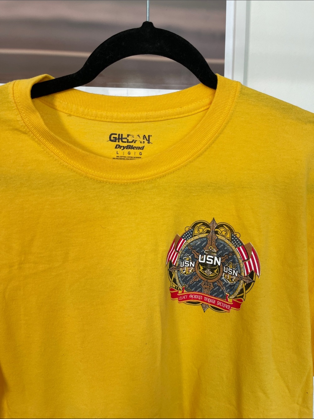 Gildan Yellow Short-Sleeve Tee with USN Emblem